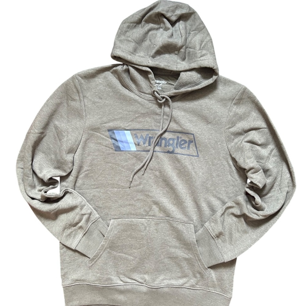 Wrangler Light Gray Hoodie with Blue Logo